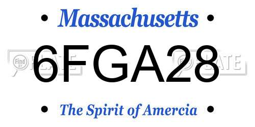6FGA28 Massachusetts License Plate