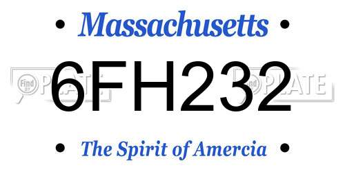 6FH232 Massachusetts License Plate