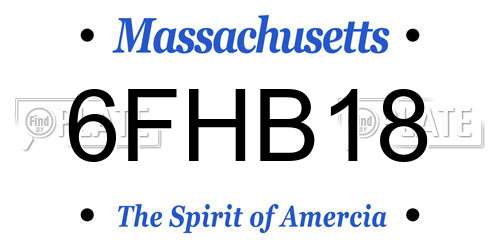 6FHB18 Massachusetts License Plate