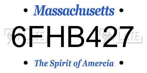 6FHB427 Massachusetts License Plate