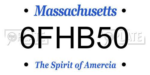 6FHB50 Massachusetts License Plate