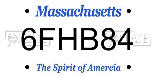 6FHB84 Massachusetts License Plate