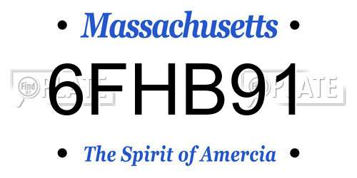 6FHB91 Massachusetts License Plate