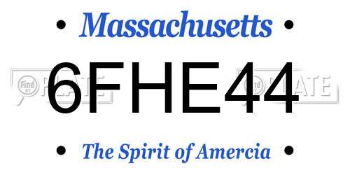 6FHE44 Massachusetts License Plate