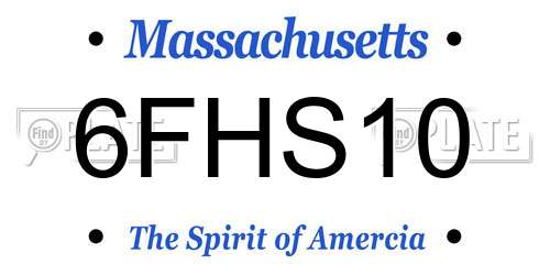 6FHS10 Massachusetts License Plate