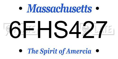 6FHS427 Massachusetts License Plate