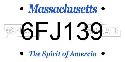 6FJ139 Massachusetts License Plate