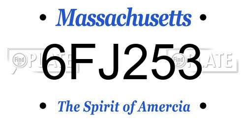6FJ253 Massachusetts License Plate