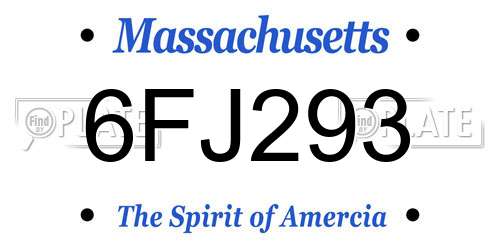 6FJ293 Massachusetts License Plate