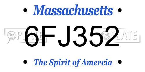 6FJ352 Massachusetts License Plate