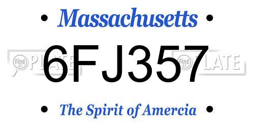 6FJ357 Massachusetts License Plate