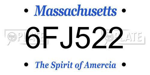 6FJ522 Massachusetts License Plate