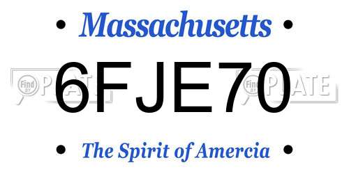 6FJE70 Massachusetts License Plate