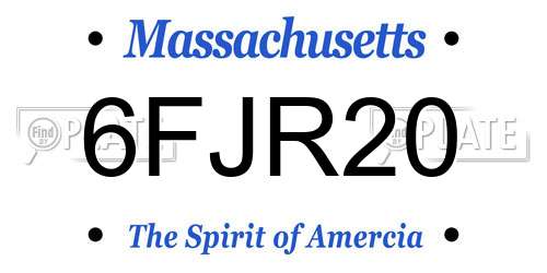6FJR20 Massachusetts License Plate