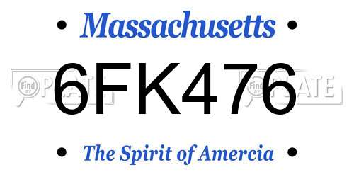 6FK476 Massachusetts License Plate
