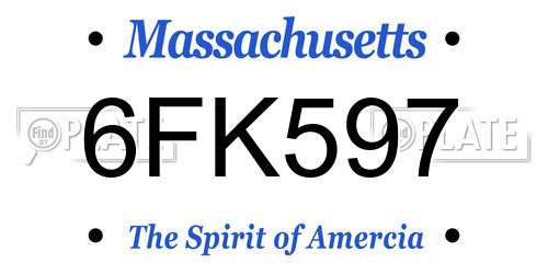 6FK597 Massachusetts License Plate