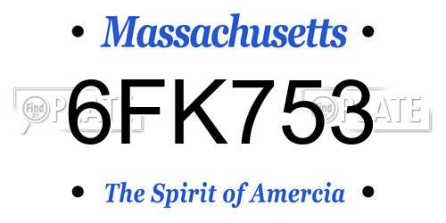 6FK753 Massachusetts License Plate