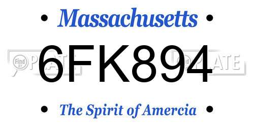 6FK894 Massachusetts License Plate