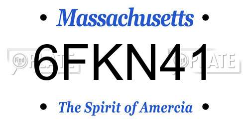 6FKN41 Massachusetts License Plate