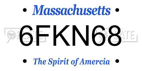 6FKN68 Massachusetts License Plate