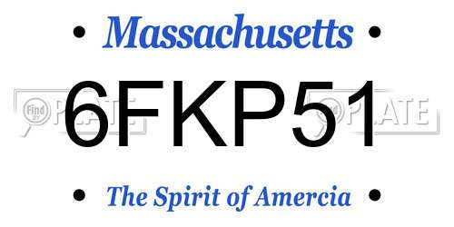 6FKP51 Massachusetts License Plate
