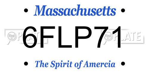 6FLP71 Massachusetts License Plate
