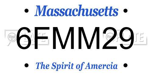 6FMM29 Massachusetts License Plate