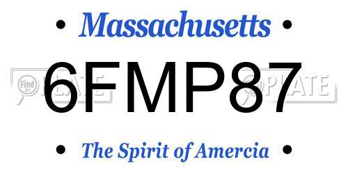6FMP87 Massachusetts License Plate