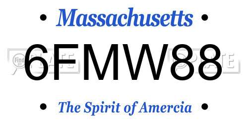 6FMW88 Massachusetts License Plate