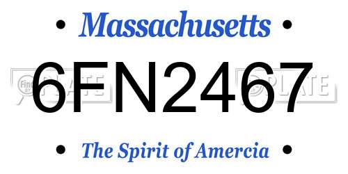 6FN2467 Massachusetts License Plate