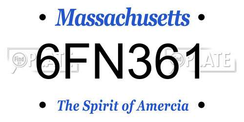 6FN361 Massachusetts License Plate