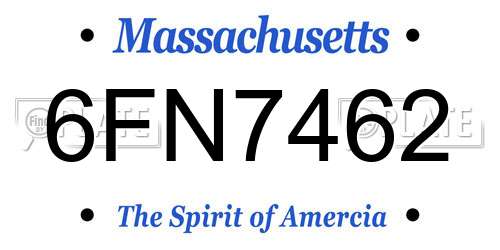 6FN7462 Massachusetts License Plate
