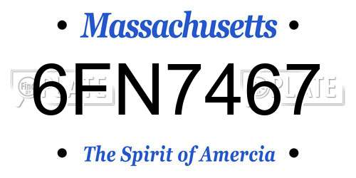 6FN7467 Massachusetts License Plate