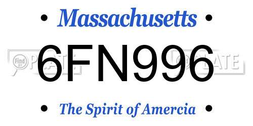 6FN996 Massachusetts License Plate
