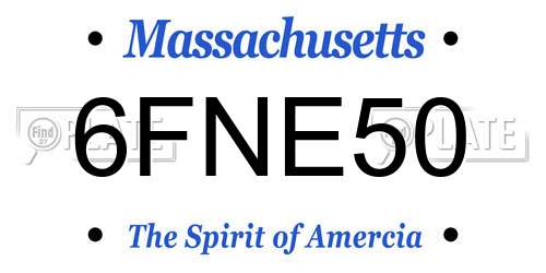 6FNE50 Massachusetts License Plate