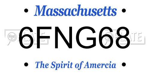 6FNG68 Massachusetts License Plate