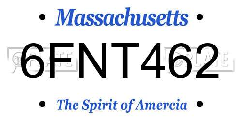 6FNT462 Massachusetts License Plate