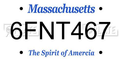 6FNT467 Massachusetts License Plate