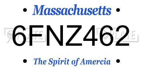 6FNZ462 Massachusetts License Plate