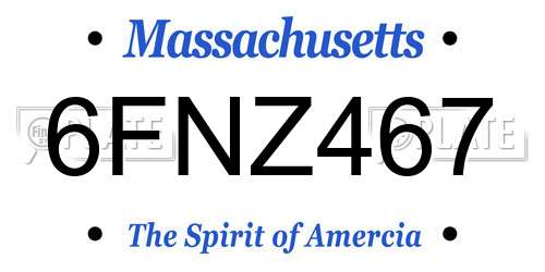 6FNZ467 Massachusetts License Plate