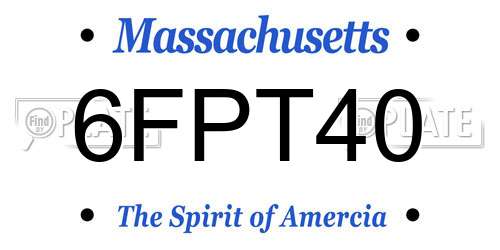 6FPT40 Massachusetts License Plate