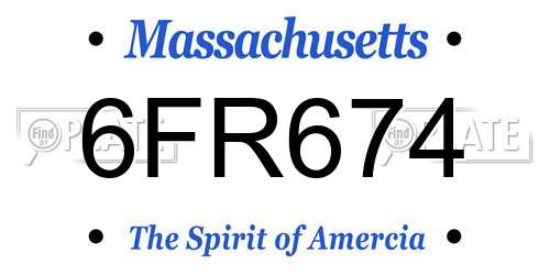 6FR674 Massachusetts License Plate