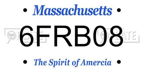 6FRB08 Massachusetts License Plate