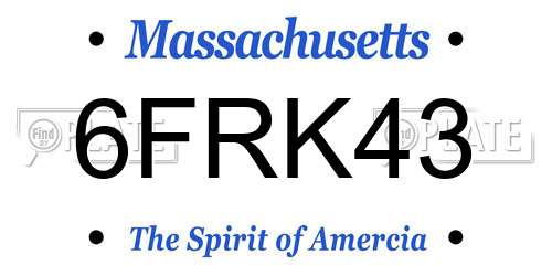6FRK43 Massachusetts License Plate
