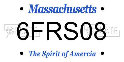 6FRS08 Massachusetts License Plate