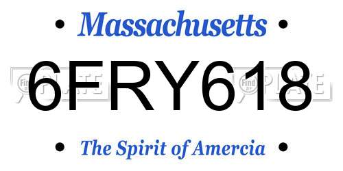 6FRY618 Massachusetts License Plate