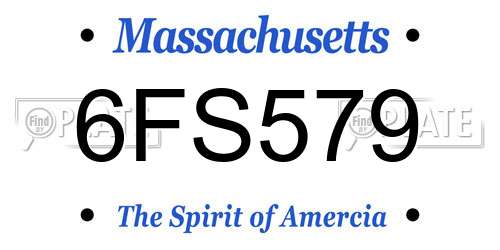 6FS579 Massachusetts License Plate