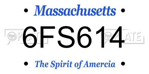 6FS614 Massachusetts License Plate