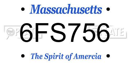 6FS756 Massachusetts License Plate