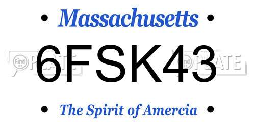 6FSK43 Massachusetts License Plate
